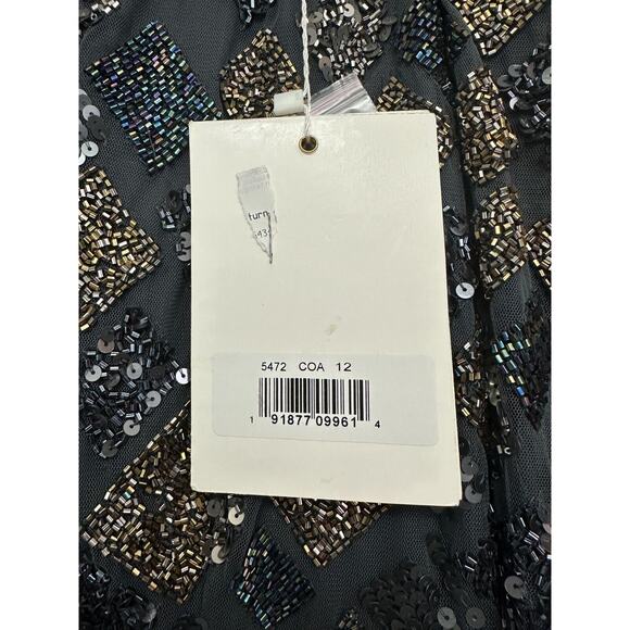 Mac Duggal Womens Evening Dress Size 12 Geometric Heavily Beaded 5472 $598 - Picture 8 of 11